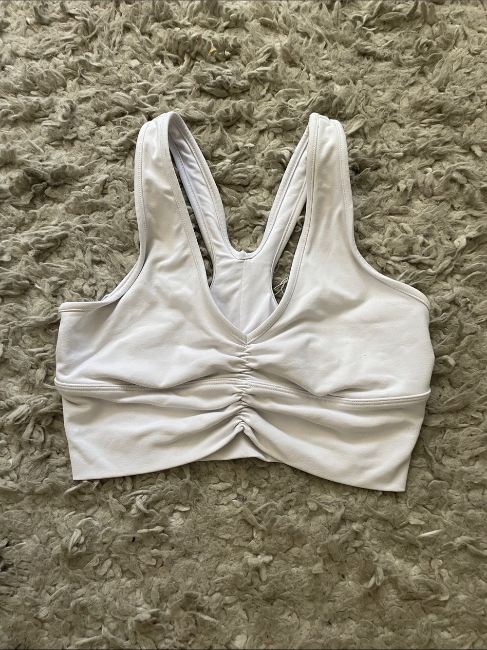 ALO Yoga White Ruched Front Sports Bra